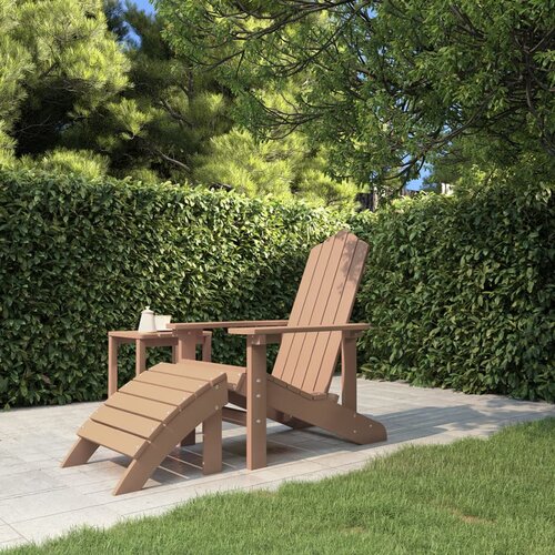 VidaXL Vrtni stol Adirondack s stolčkom za noge HDPE rjav Slike