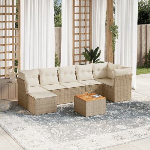vidaXL 8-dijelni set vrtnih sofa od poliratana s jastucima bež Cijene
