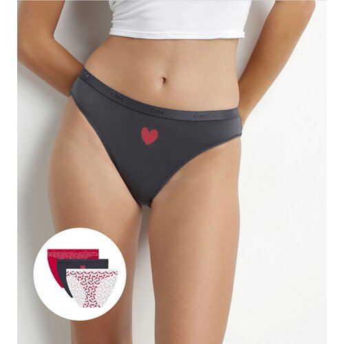 DIM LES POCKETS COTTON SLIP 3x - Women's Cotton Panties 3 pcs - Black - White - Red Cijene