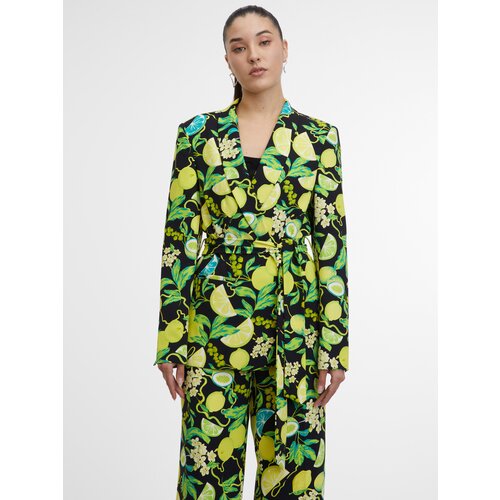 Orsay Black & Yellow Women's Patterned Blazer - Women's Cene