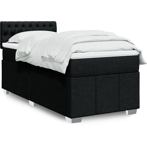 Box spring krevet s madracem crni 90x190 cm od tkanine Slike