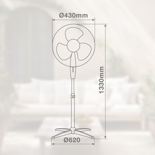 Niaros podni ventilator, 45W, 43cm, crni Slike