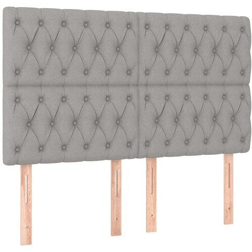  Krevet box spring s madracem LED svjetlosivi 140x200 cm tkanina Slike