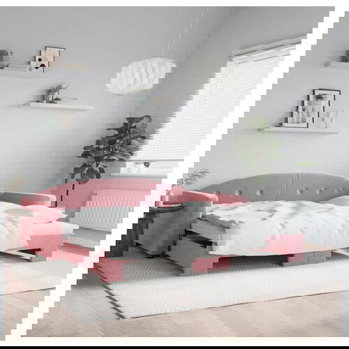 vidaXL Izvlečna dnevna postelja roza 100x200 cm žamet Cene
