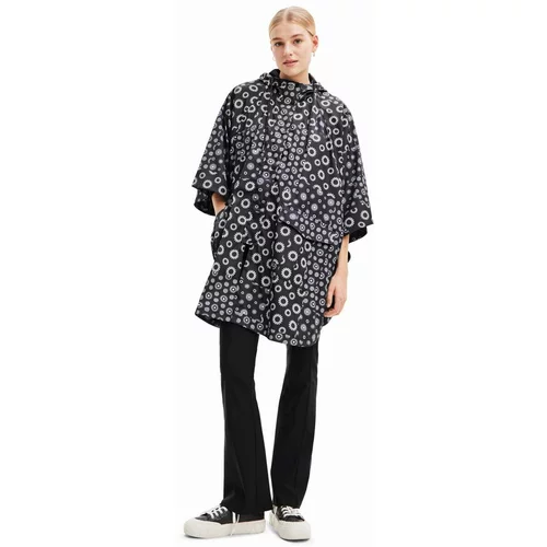 Desigual Kišna jakna za žene, boja: crna, za prijelazno razdoblje, oversize
