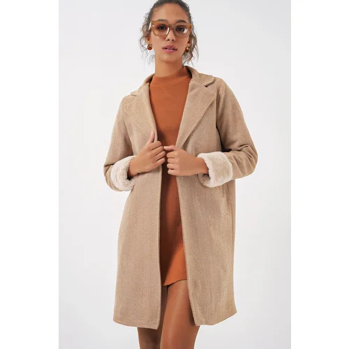 Bigdart 9085 Herringbone Cashmere Coat - Camel