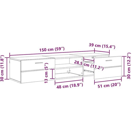VidaXL TV ormar s ladicama Visoko sjajno bijela 150 x 39 x 30 cm Slike