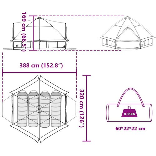  Teepee &amp;scaron;ator s krovom Plava i siva 490 x 410 x 210 cm Slike