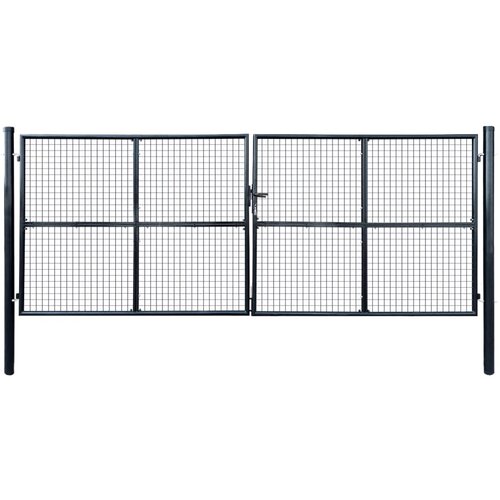 vidaXL Mrežasta vrtna vrata pocinkano jeklo 400x150 cm siva Cene