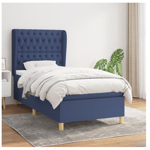  Box spring postelja z vzmetnico modra 90x200 cm blago Cene