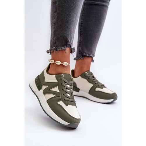 Boto Women's Sneakers Made of Faux Leather Green Caimans Cene