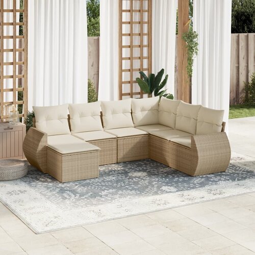 VidaXL 7-dijelni set vrtnih sofa od poliratana s jastucima bež Slike