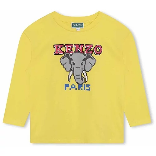 Kenzo Kids Dječja pamučna majica dugih rukava boja: zelena, s tiskom
