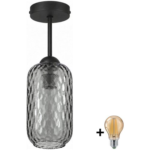 Brilagi LED plafonski luster R GLASS 1xE27/60W/230V &amp;Oslash; 14 cm crna/dimno-siva Slike