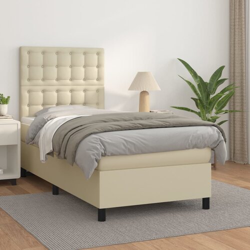 Krevet s oprugama i madracem krem 80 x 200 cm od umjetne kože Slike