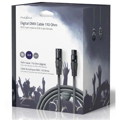 Nedis COTG15012GY200 DMX Adapter Cable XLR 3-Pin muski na XLR 3-Pin zenski, Nickel Plated, 20m, Round, PVC Cene