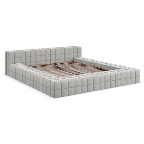 Makamii Svijetlo sivi tapecirani bračni krevet s podnicom 140x200 cm Akela – Cijene