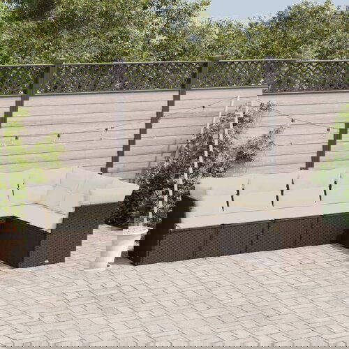 VidaXL 7-dijelni set vrtnih sofa od poliratana s jastucima smeđi Slike