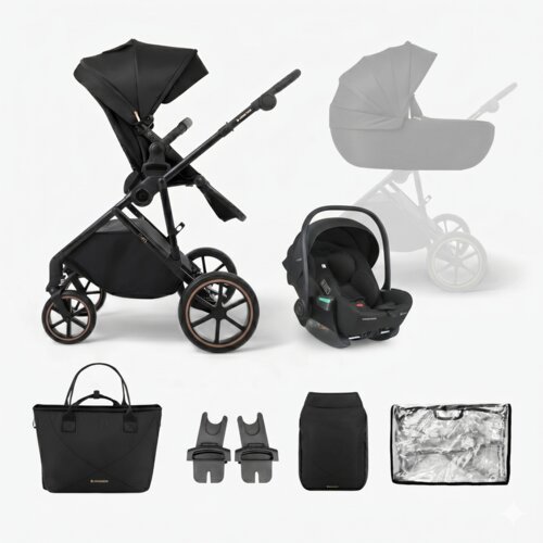 Kikka Boo Kolica Thea 3in1 premium set sa autosedi&amp;scaron;tem I-Xtend I-size i tvrdom korpom Black Slike