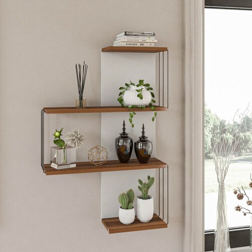 Kalune Design Bela/naravna večnivojska polica v borovem dekorju 64 cm Cambel &amp;ndash; Slike