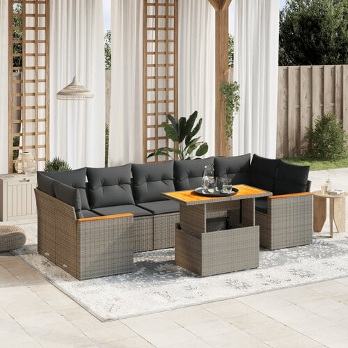 vidaXL 8-dijelni set vrtnih sofa od poliratana s jastucima sivi Cijene