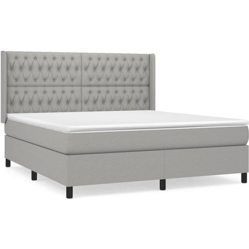 vidaXL Box spring postelja z vzmetnico svetlo siva 180x200 cm blago, (20788999) Cene