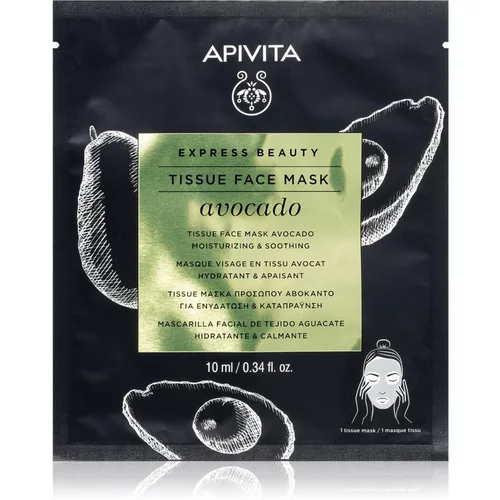 Apivita Express Beauty Avocado vlažilna tekstilna maska za pomiritev kože 10 ml