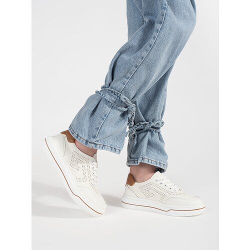 GOODIN White perforated leather sneakers Cijene