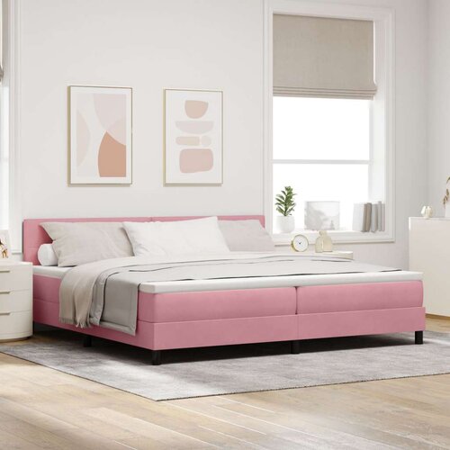Box Spring Postelja z Mattresom Roza 200x200 cm Žamet, (22051712) Slike