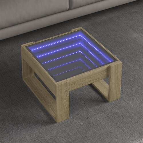 vidaXL Klubska mizica z neskončnimi LED sonoma hrast 50x53x30 cm Cene