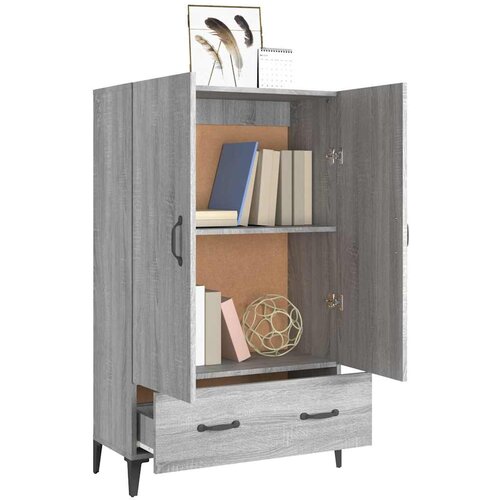  Visoka komoda boja hrasta sonome 70x31x115 cm konstruirano drvo Siva Slike