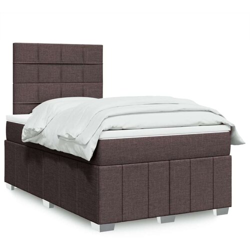vidaXL Box spring postelja z vzmetnico temno rjava 120x190 cm blago, (21309010) Cene