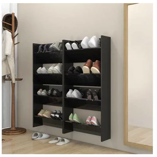  Stenske omare za čevlje 4 kosi visok sijaj črne 60x18x80 cm