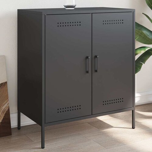  Komoda crna 68 x 39 x 79 cm čelična Slike