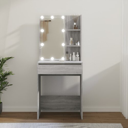 The Living Store Toaletna mizica z LED lučkami siva sonoma 60x40x140 cm - Toaletna Mizica, (21671136) Cene
