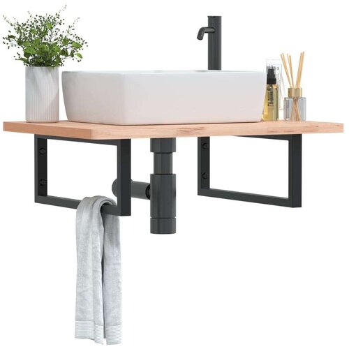  Nosači polica za Lavabo - Umivaonik 2 kom crni pravokutni čelični Slike