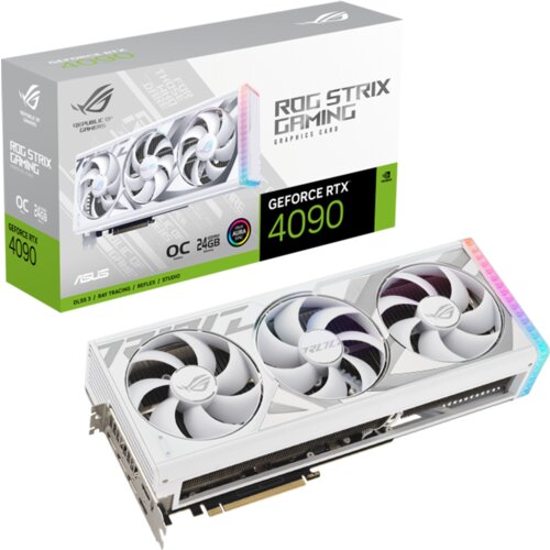 Asus Video Card NVidia ROG Strix GeForce RTX 4090 White OC Edition 24GB GDDR6X VGA with DLSS 3 and chart-topping thermal performance, PCIe 4.0, 2xHDMI 2.1a, 3xDisplayPort 1.4a Slike