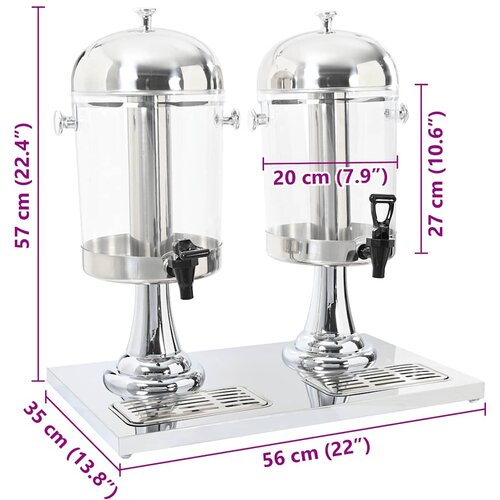  Dvostruki Dispenzer za Sok Nehrđajući Čelik 2 x 8 L Slike