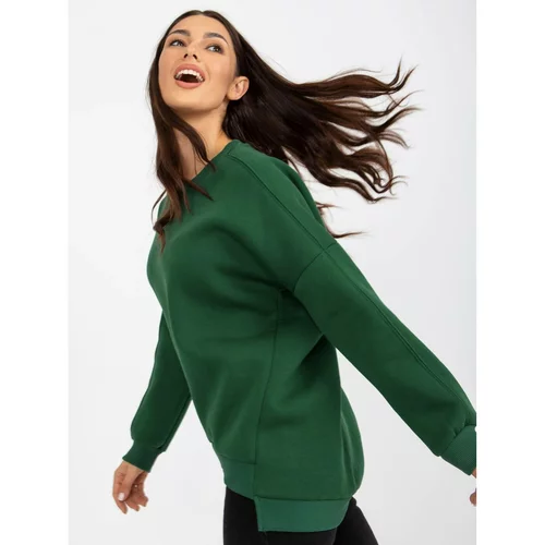 Fashion Hunters Basic dark green sweatshirt with long sleeves