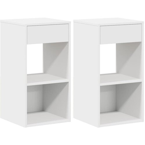 Maison Chic 2 kose Nočne omarice - Nočne mize s predalom bela 35x34x66,5 cm, (21687642) Slike