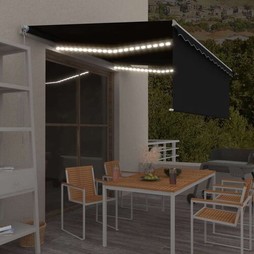  Ročno zložljiva tenda s senčilom in LED 4,5x3 m antracitna - - antracit siva - 34.22 - 4.5 x 3 m - 2025- Cene