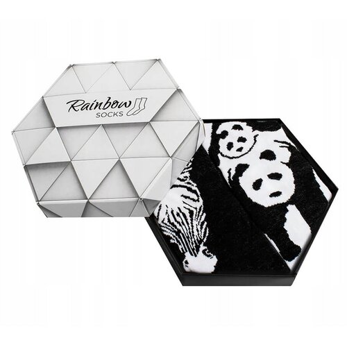 Kesi Rainbow socks with animal motifs Zebra Panda black and white 2 pairs Cene