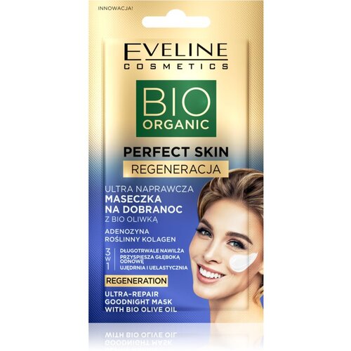 Eveline Cosmetics Perfect Skin Bio Olive Oil revitalizacijska maska za obraz čez noč z oljčnim oljem 8 ml Slike