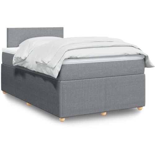 VidaXL Box spring postelja z vzmetnico svetlo siva 120x200 cm blago Slike