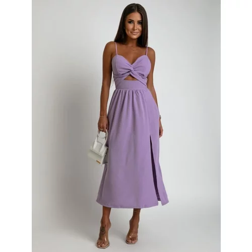 Fasardi Purple summer midi dress with straps