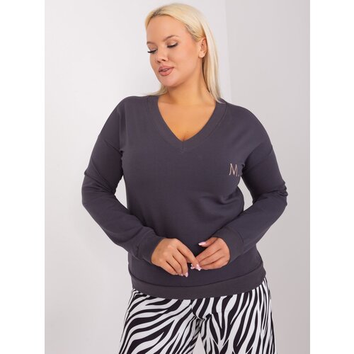 Fashion Hunters Graphite casual blouse in a larger size with applique Slike