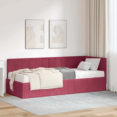 vidaXL Kutni okvir kreveta boja crnog vina 80 x 200 cm Baršun Cene