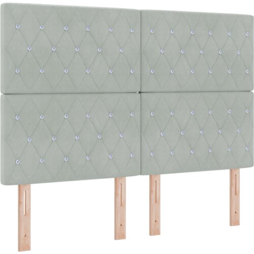 VidaXL Krevet s uzglavljem i madracem &amp;amp; LED svjetlom svijetlo siva 160x200 cm bar&amp;scaron;un Slike