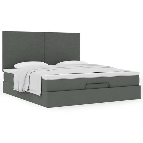 vidaXL Otomanski posteljni okvir z vzmetnico siv 160x200 cm blago Cene