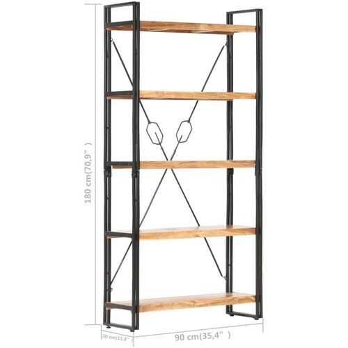 VidaXL knjižna omara 5-nadstropna 90x30x180cm trden akacijev les Slike